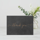 Minimalistisch rustiek krijtbord goud script bedankkaart (Staand voorkant)