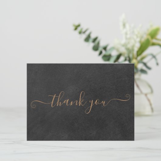 Minimalistisch rustiek krijtbord goud script bedankkaart (Staand voorkant)