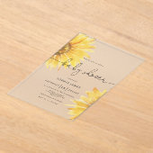 Minimalistisch Rustiek Zonnebloem Baby shower Acryl Uitnodigingen (Laagn)