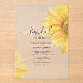 Minimalistisch Rustiek Zonnebloem Vrijgezellenfees Acryl Uitnodigingen (Voorkant)