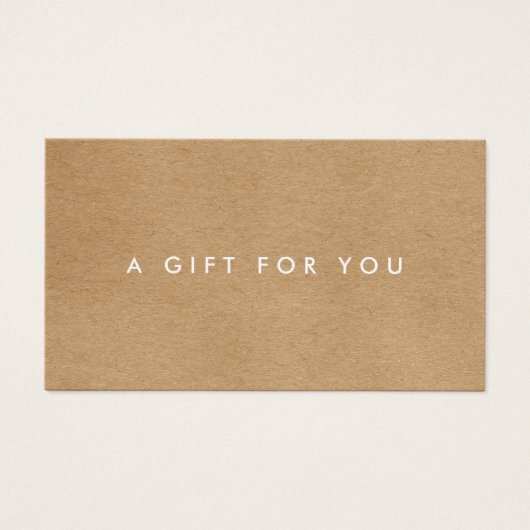 Minimalistisch Rustisch Cadeaucertificaat Visitekaartje (Voorkant)