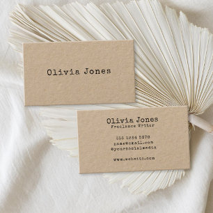 Minimalistisch Rustisch  kraft voor schrijfmachine Visitekaartje