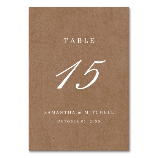 Minimalistisch Rustisch  tabelnummer Kaart (Achterkant)