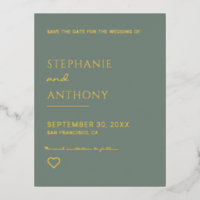 Minimalistisch Sage Green and Gold Heart Wedding