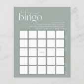 Minimalistisch Sage Green Baby Bingo Game (Voorkant)