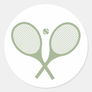 Minimalistisch Sage Green Tennis Racquets Ball Ronde Sticker