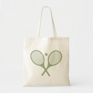 Minimalistisch Sage Green Tennis Racquets Ball Tote Bag