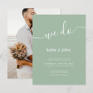 Minimalistisch Sage Green We maken virtueel fotohu Uitnodiging Briefkaart