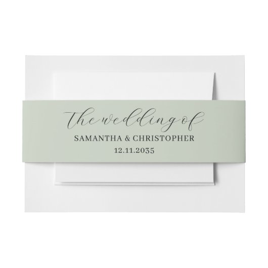 Minimalistisch Sage Green Wedding van Uitnodigingen Wikkel (Voorkant Voorbeeld)