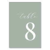 Minimalistisch Sage Groen Modern Tafelnummer (Achterkant)