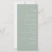 Minimalistisch Sage Groen Modern Trouwprogramma (Achterkant)