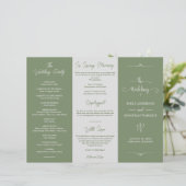 Minimalistisch Sage Groen Wit Luxe Bruiloft Progra (Staand voorkant)