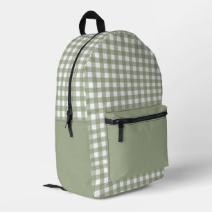 Minimalistisch salie groen geruite patroon bedrukte rugzak