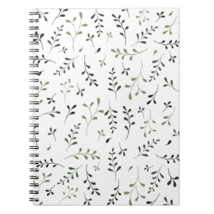 Minimalistisch saliegroen botanisch bladpatroon notitieboek