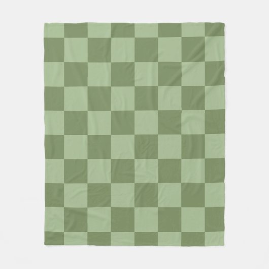 Minimalistisch saliegroen dambordpatroon fleece deken (Voorkant)