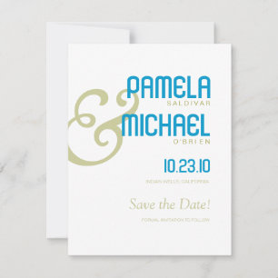 Minimalistisch Save the Date Aqua & Chartreuse Pal