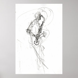 Minimalistisch saxofonistisch Poster – Abstracte s
