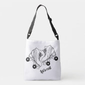 Minimalistisch Schaats met zwarte witte rolschaats Crossbody Tas (Achterkant)