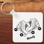 Minimalistisch Schaats met zwarte witte rolschaats Sleutelhanger (Voorkant)