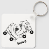 Minimalistisch Schaats met zwarte witte rolschaats Sleutelhanger (Achterkant)