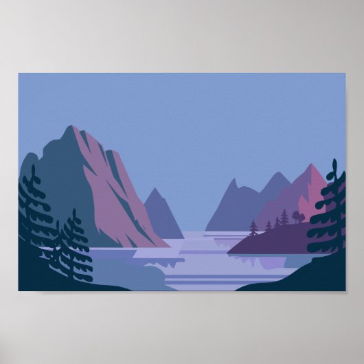 Minimalistisch Schilderachtig berglandschap en mee Poster (Voorkant)