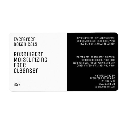 Minimalistisch schoonheidslabel - wit en zwart etiket (Voorkant)