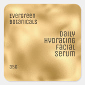 minimalistisch schoonheidsproduct zwart op goud vierkante sticker (Voorkant)