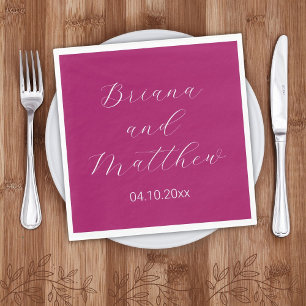 Minimalistisch Schrift Magenta Bruiloft Servet