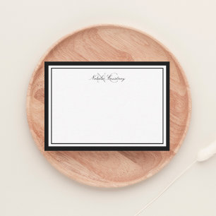 Minimalistisch schrift zwart twee rand monogram notitiekaartje