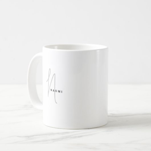 Minimalistisch script | Aangepaste monogram en naa Koffiemok (Voorkant links)