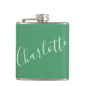 Minimalistisch script - Aangepaste naam Kelly Gree Heupfles (Voorkant)