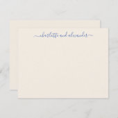 Minimalistisch script - Aangepaste paar Ecru Blue Notitiekaartje (Voorkant / Achterkant)