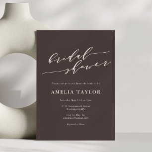 Minimalistisch Script Aards Bruine Bruidsuitnodigi Kaart
