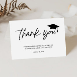 Minimalistisch script-Afstuderen Bedankkaart
