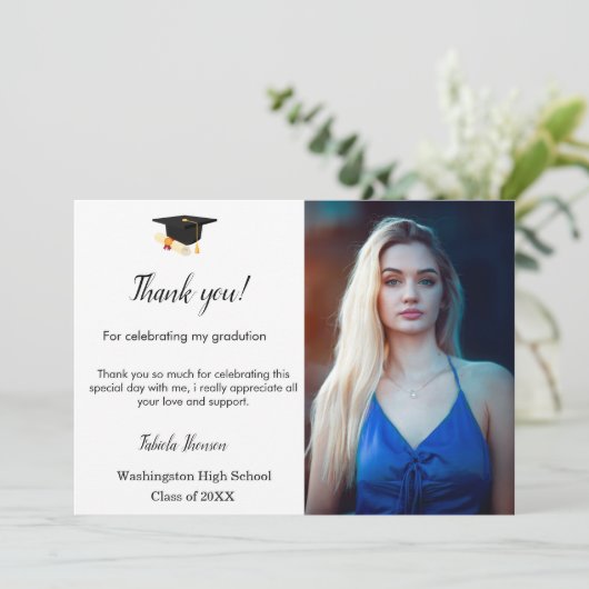 Minimalistisch Script-afstuderen - dank u uw beric Bedankkaart (Staand voorkant)