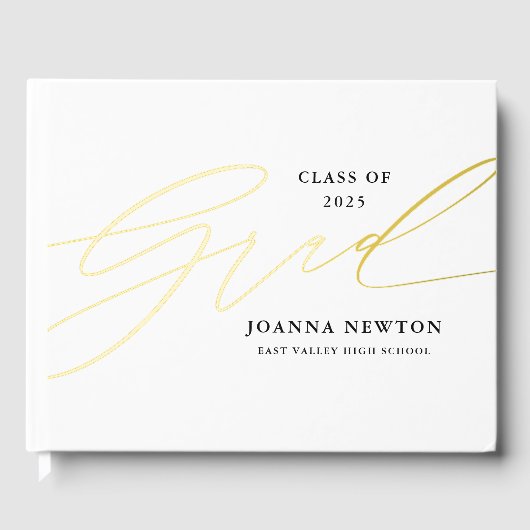 Minimalistisch Script Afstuderen Folie gastenboek (Voorkant)