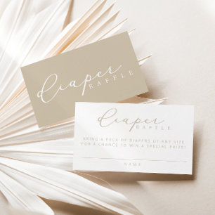 Minimalistisch Script Baby shower Luier Raffle Kaa Plaatskaartje