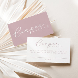 Minimalistisch Script Baby shower Luier Raffle Kaa Plaatskaartje