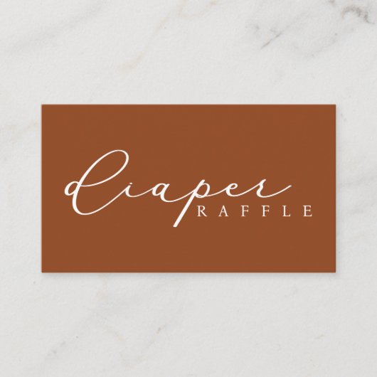 Minimalistisch Script Baby shower Luier Raffle Kaa Plaatskaartje (Voorkant)