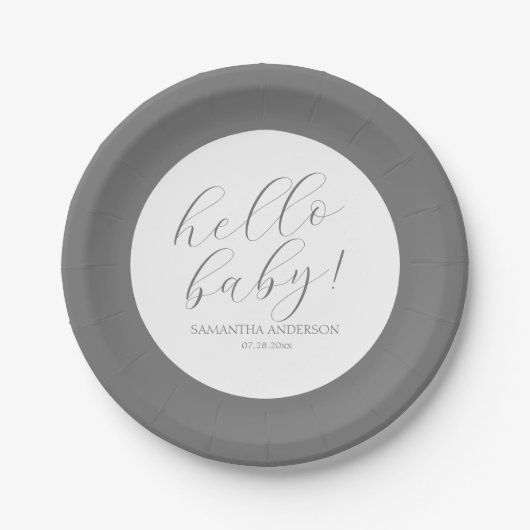 Minimalistisch Script-Baby shower Papieren Bordje (Voorkant)