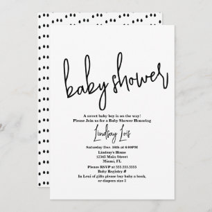 Minimalistisch script Baby shower Sprinkle Black W Kaart