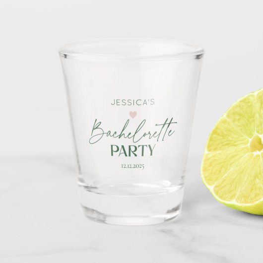 Minimalistisch script Bachelorette bruidsmeisje ca Shot Glas (Voorkant)