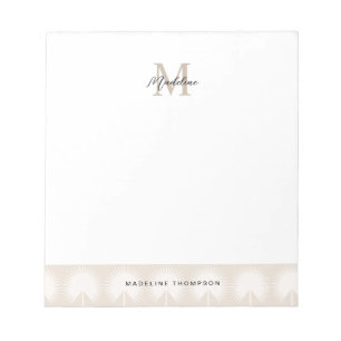 Minimalistisch Script Beige Anahaw Leaves Monogram Notitieblok