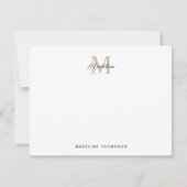 Minimalistisch Script Beige Anahaw Leaves Monogram Notitiekaartje (Voorkant)