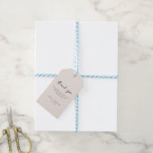 Minimalistisch script beige 'dank je' bruiloft cadeaulabel (Met Touw)