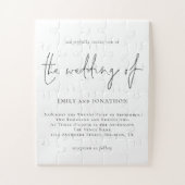Minimalistisch Script Black White Wedding Invitati Legpuzzel (Verticaal)