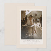 Minimalistisch Script Blush Overlay Foto Afstudere Aankondiging (Voorkant / Achterkant)