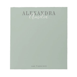 Minimalistisch script Boho Sage Green Custom Busin Notitieblok