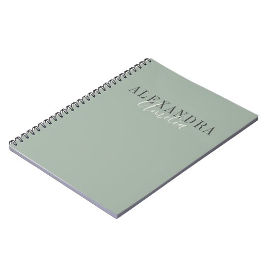 Minimalistisch script Boho Sage Green Custom Busin Notitieboek (Linkerzijde)