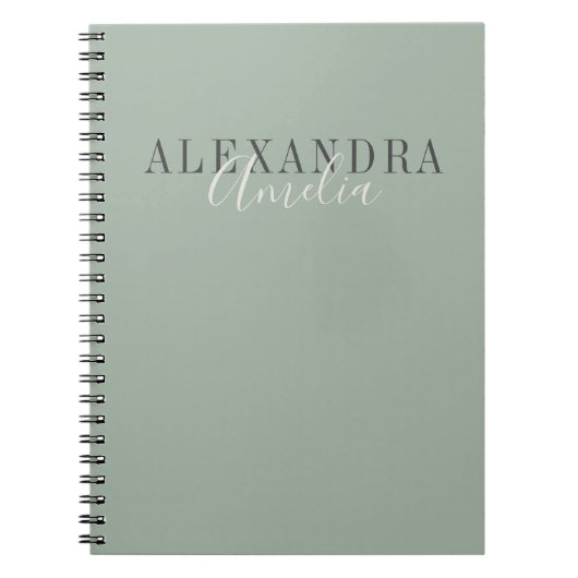 Minimalistisch script Boho Sage Green Custom Busin Notitieboek (Voorkant)